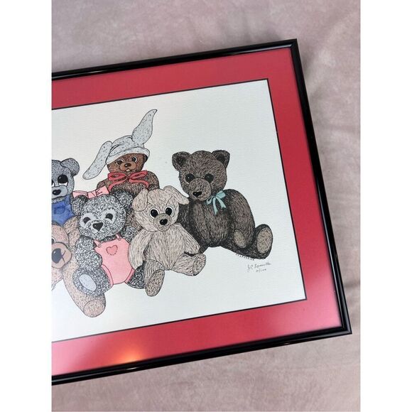 Vintage Teddybear Bear Framed Print Picture 1980s - Picture 3 of 7
